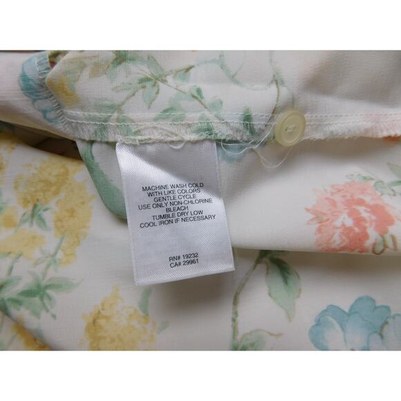 Alfred Dunner Shirt Petite 12P White Yellow Green Flowers Short Sleeve - Picture 6 of 6